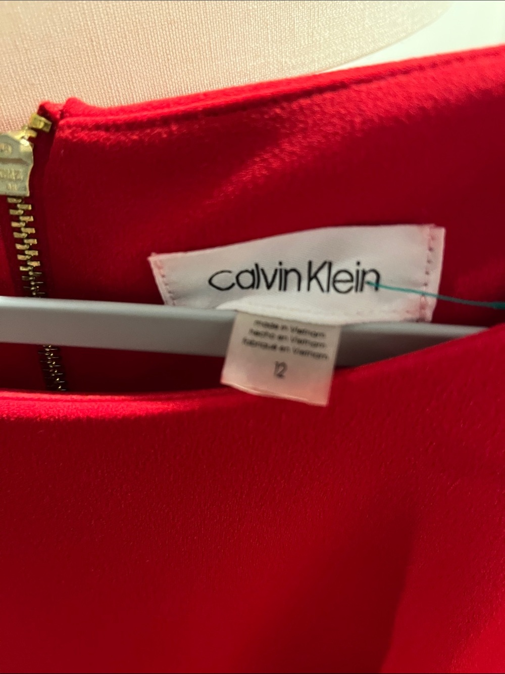 Calvin Klein Vibrant Red Long-Sleeve Sheath Dress with Bell Sleeves - Picture 3 of 3